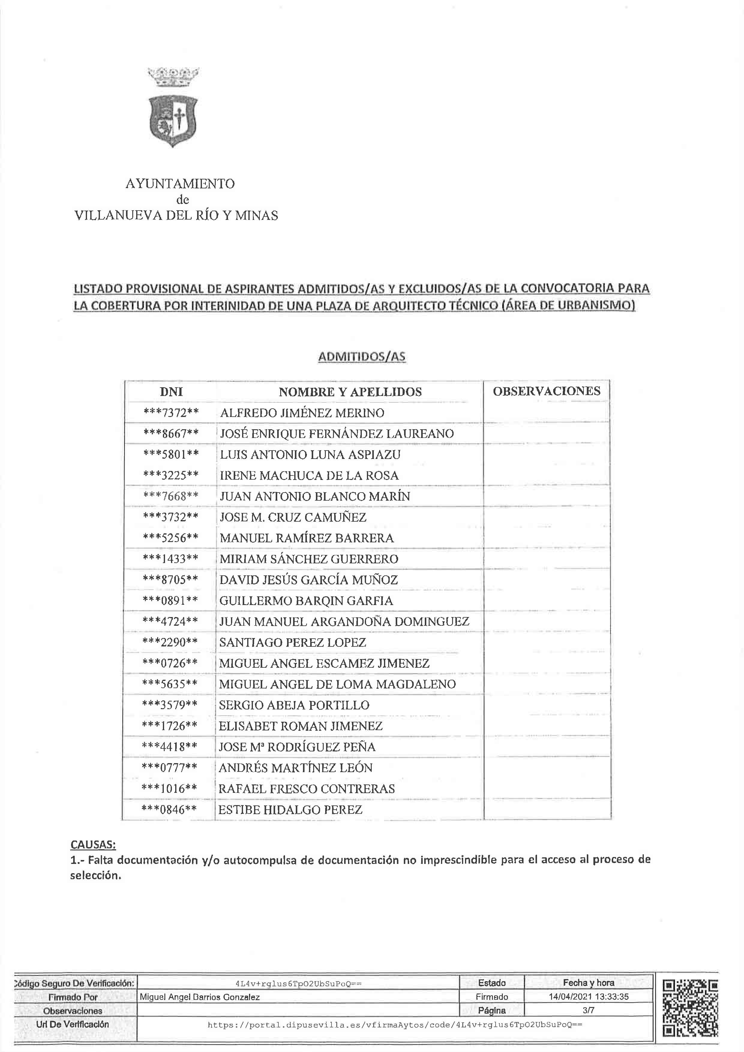 anuncio listado admitidos y excluidos plaza Arquitecto tecnico-3
